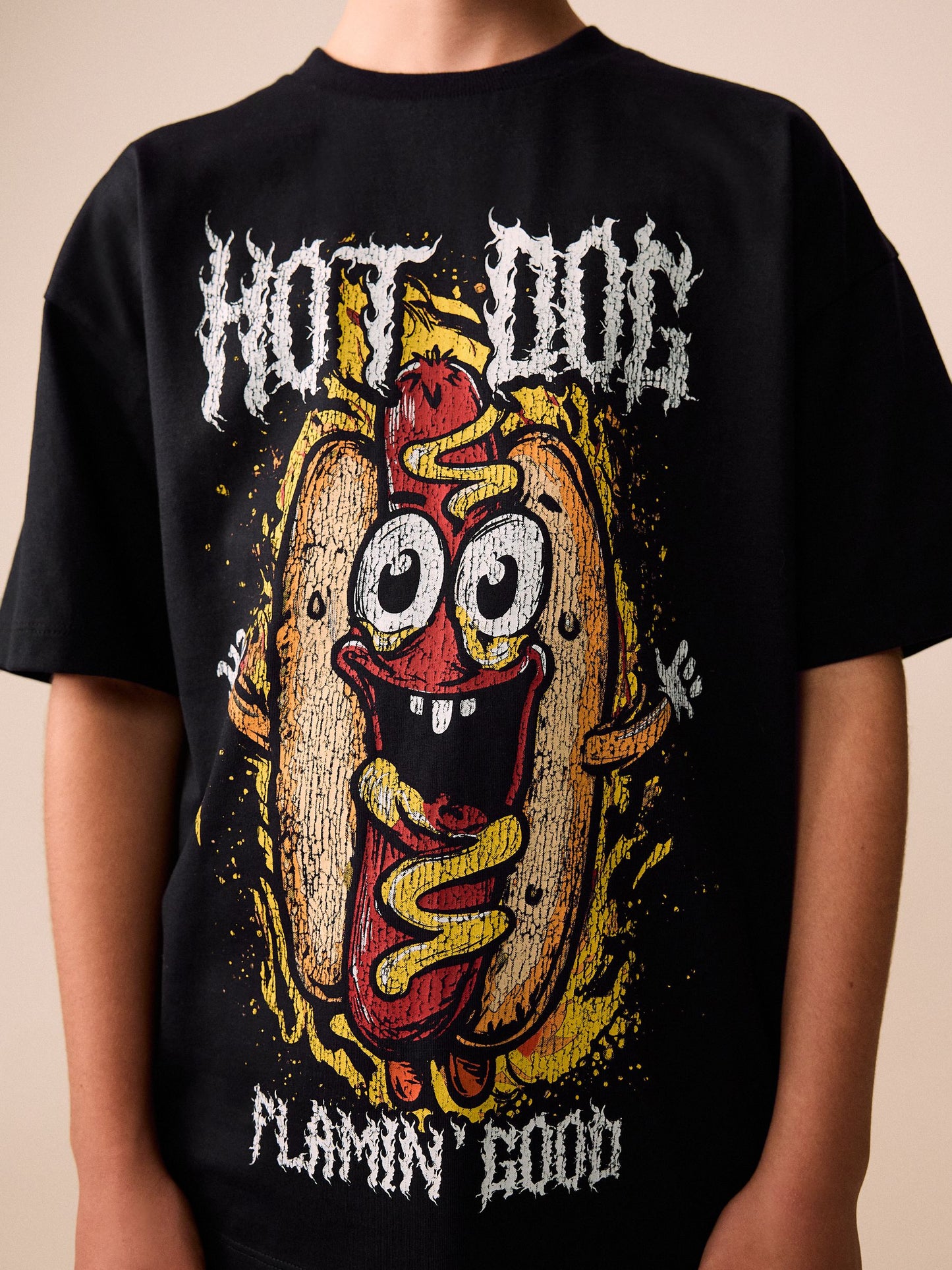 Dsiney Kidz - Black Hot Dog Short Sleeve Graphic T-Shirt (3-16yrs) image 4