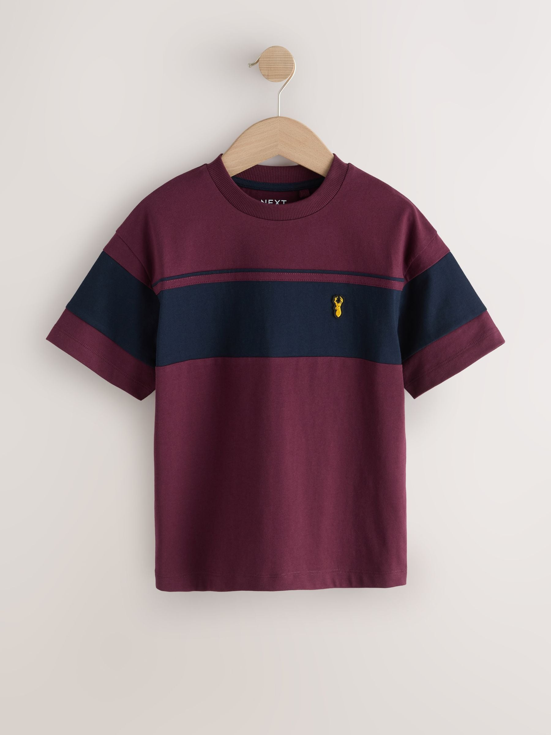 Dsiney Kidz - Berry Red/ Navy Colourblock Short Sleeve T-Shirt (3-16yrs) image 1