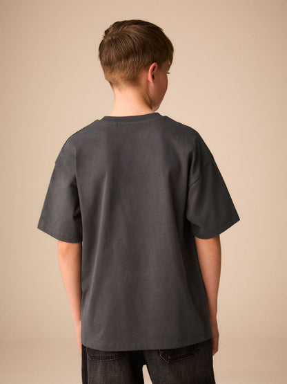 Dsiney Kidz - Charcoal Grey Pizza Short Sleeve Graphic T-Shirt (3-16yrs) image 3