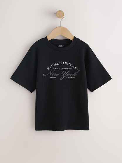 Dsiney Kidz - Black Textured Short Sleeve T-Shirt (3-16yrs) image 1