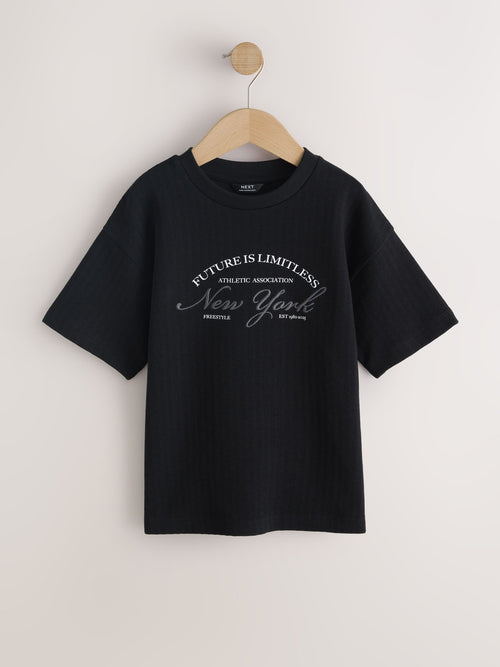 Dsiney Kidz - Black Textured Short Sleeve T-Shirt (3-16yrs) image 1
