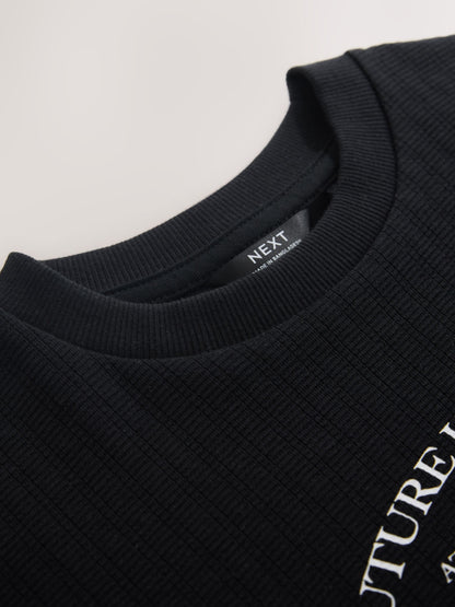 Dsiney Kidz - Black Textured Short Sleeve T-Shirt (3-16yrs) image 3