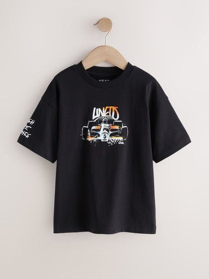 Dsiney Kidz - Black Race Car Short Sleeve Graphic T-Shirt (3-16yrs) image 1