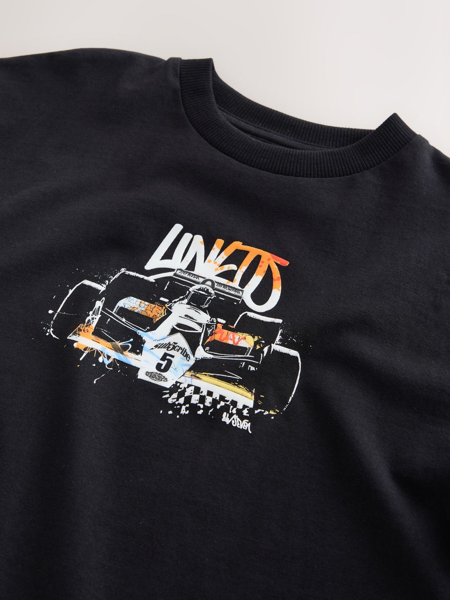 Dsiney Kidz - Black Race Car Short Sleeve Graphic T-Shirt (3-16yrs) image 3