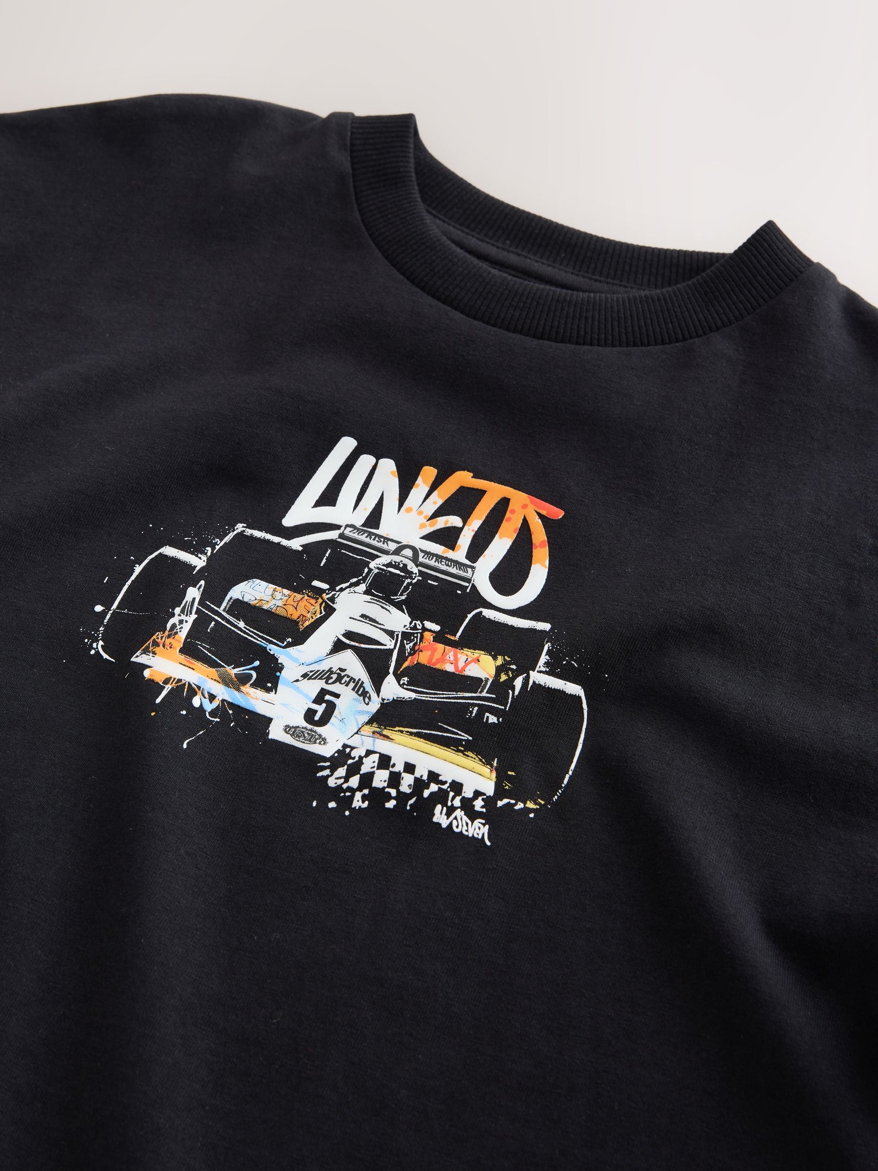 Dsiney Kidz - Black Race Car Short Sleeve Graphic T-Shirt (3-16yrs) image 3