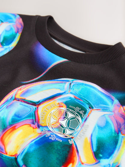 Dsiney Kidz - Black/Multi Short Sleeve Graphic Football T-Shirt (3-16yrs) image 3