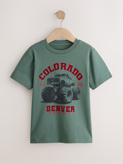 Dsiney Kidz - Green Monster Truck Regular Fit Short Sleeve Graphic Print T-Shirt (3-16yrs) image 1