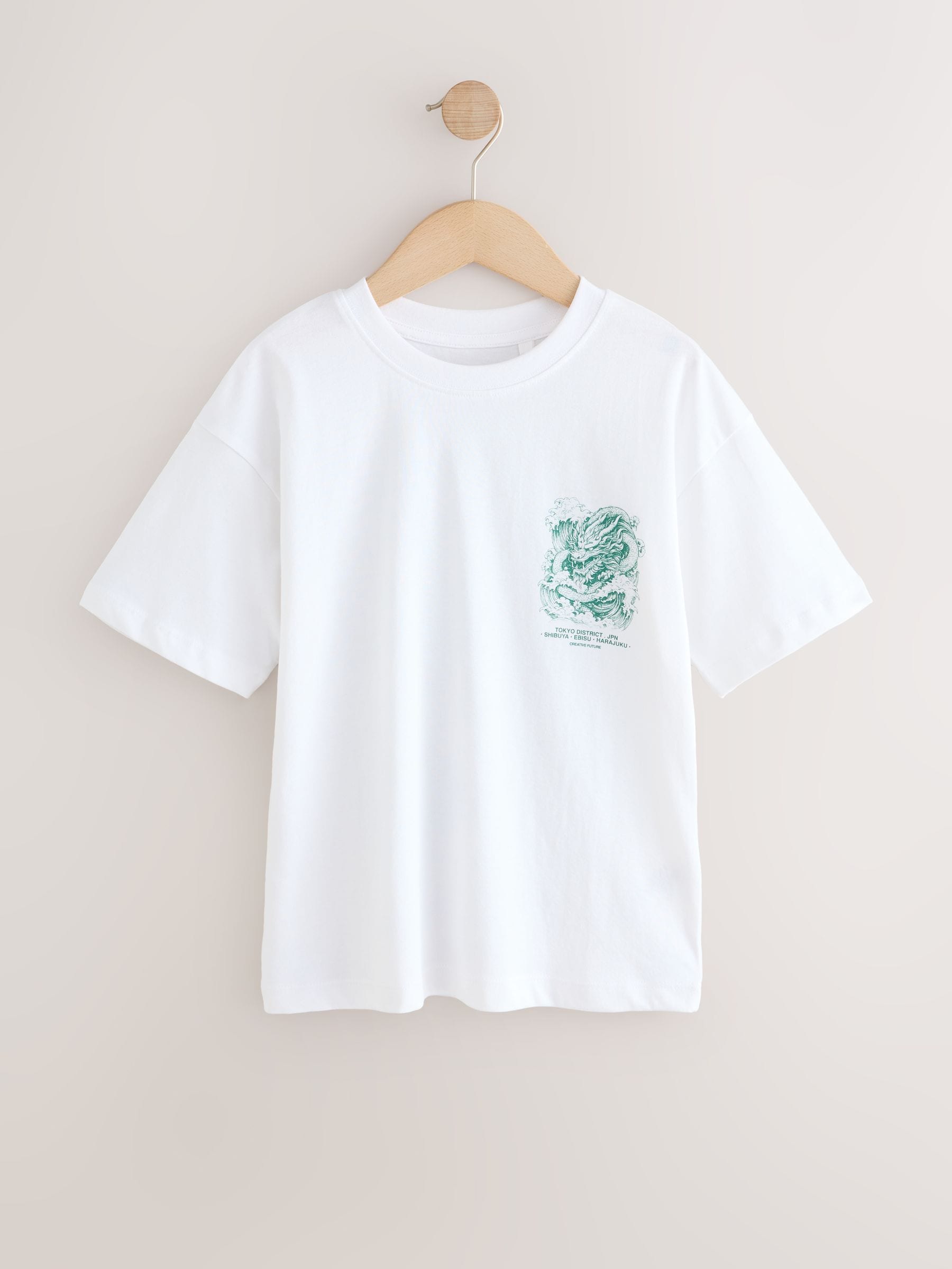 Dsiney Kidz - White Dragon Back Print Short Sleeve Graphic T-Shirt (3-16yrs) image 1
