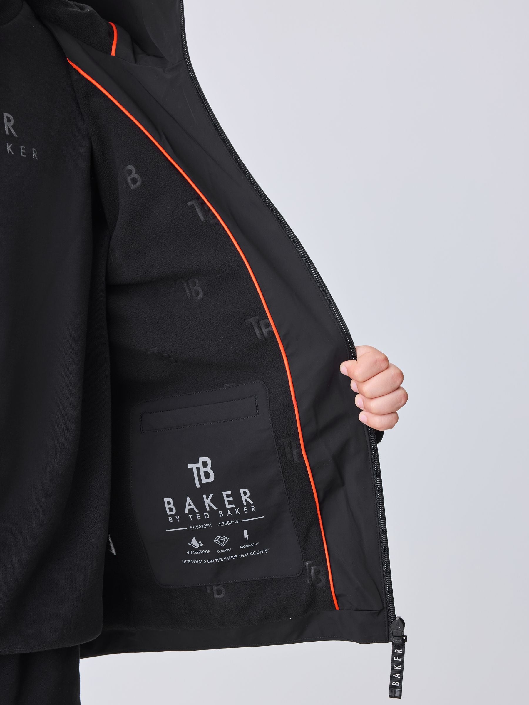 Dsiney Kidz - Baker by Ted Baker Black Waterproof Lightweight Coat image 4