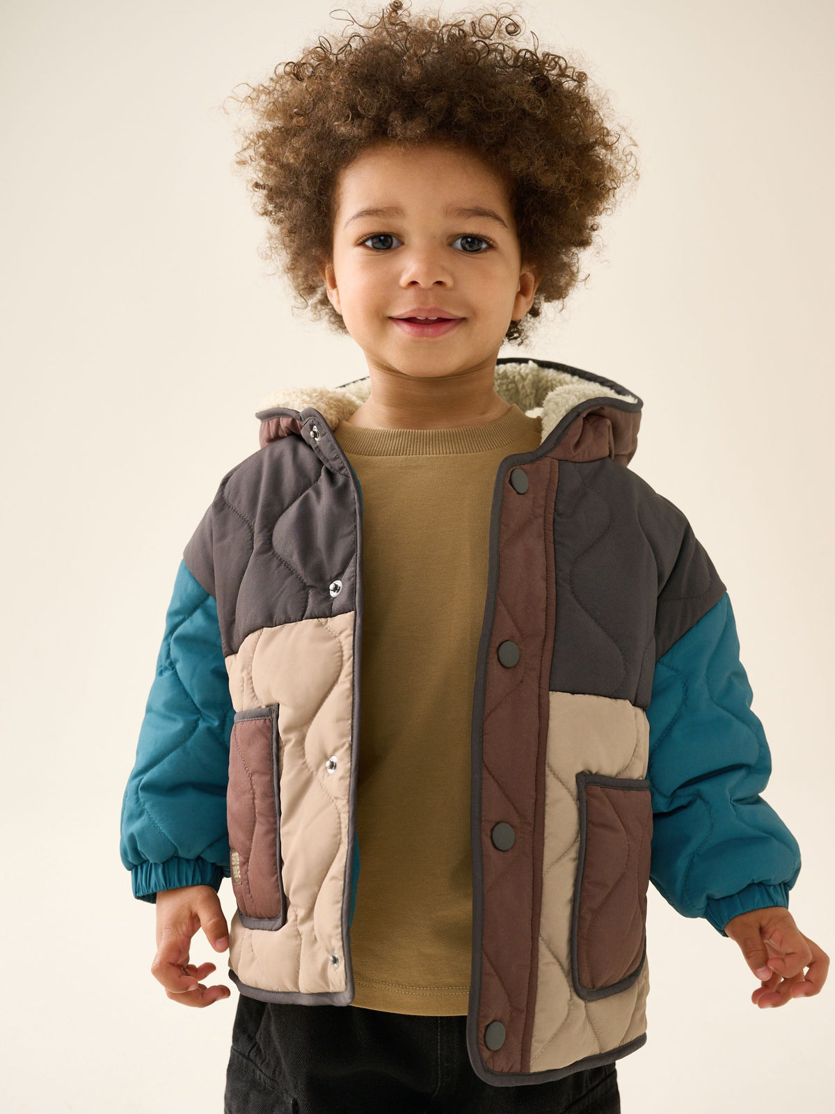 Dsiney Kidz - Brown Colour Block Quilted Coat (3mths-7yrs) image 1