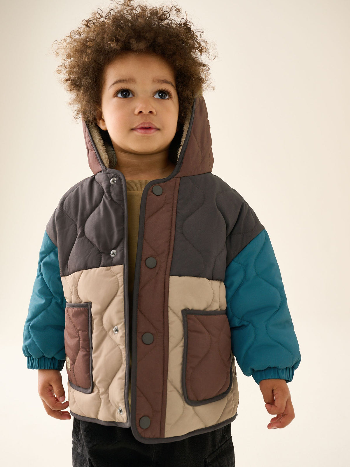 Dsiney Kidz - Brown Colour Block Quilted Coat (3mths-7yrs) image 2