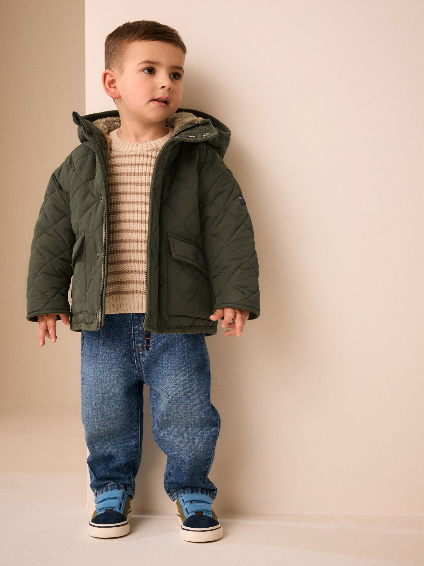 Dsiney Kidz - Green Quilted Borg Lined Coat (3mths-7yrs) image 2