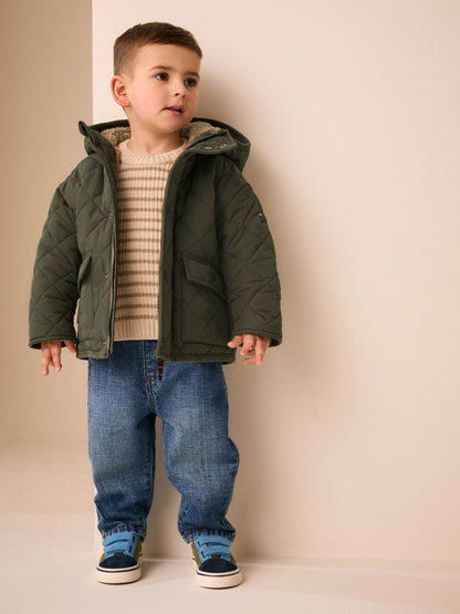 Dsiney Kidz - Green Quilted Borg Lined Coat (3mths-7yrs) image 2