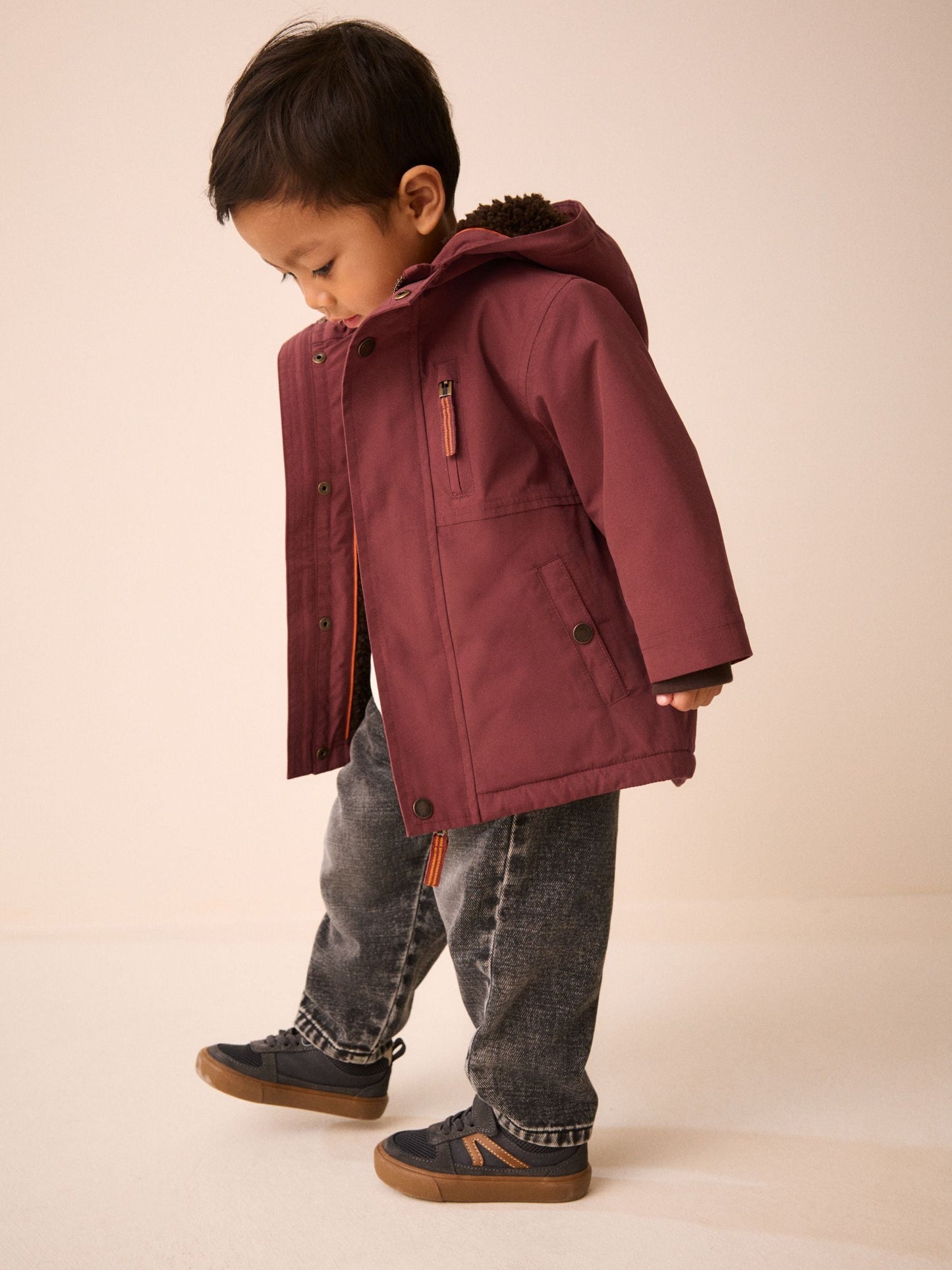 Dsiney Kidz - Rust Brown Waterproof Borg Lined Parka (3mths-7yrs) image 1