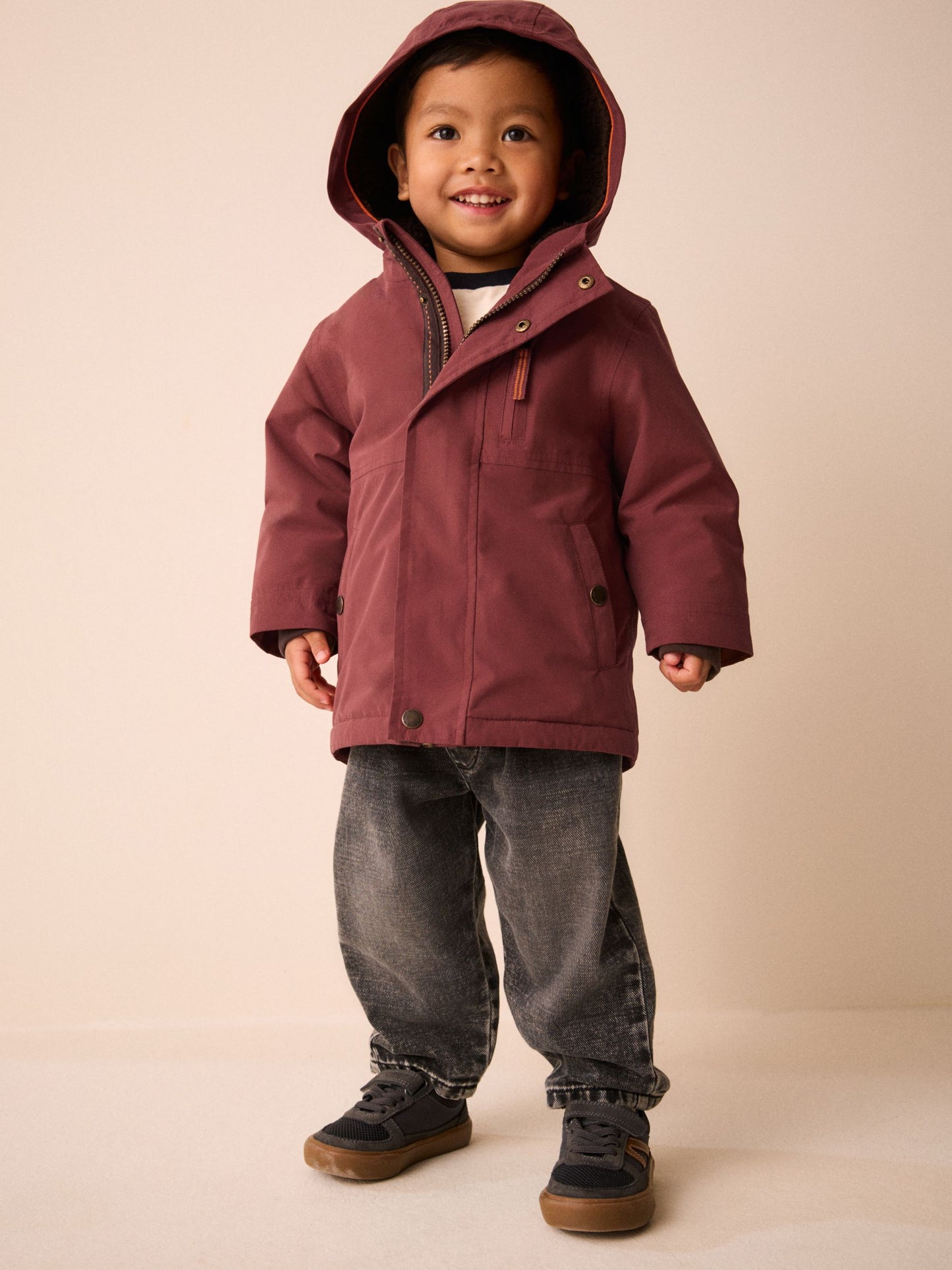 Dsiney Kidz - Rust Brown Waterproof Borg Lined Parka (3mths-7yrs) image 2