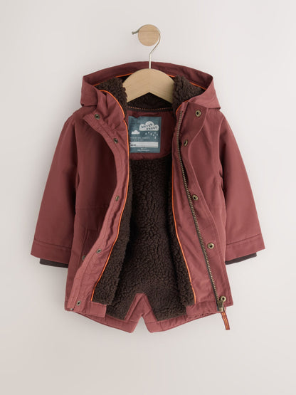 Dsiney Kidz - Rust Brown Waterproof Borg Lined Parka (3mths-7yrs) image 6