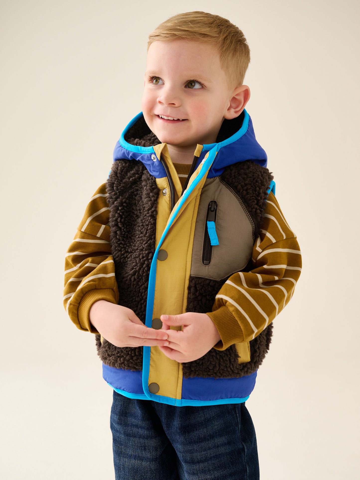 Dsiney Kidz - Brow Colour Block Borg Gilet (3mths-7yrs) image 1