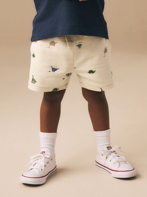 Neutral Dino Print Jersey Shorts (3mths-7yrs) image 1
