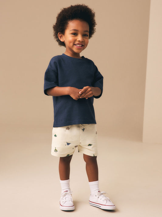 Neutral Dino Print Jersey Shorts (3mths-7yrs) image 2