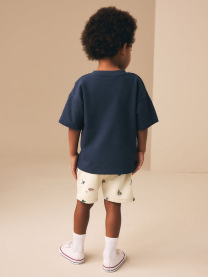 Neutral Dino Print Jersey Shorts (3mths-7yrs) image 3