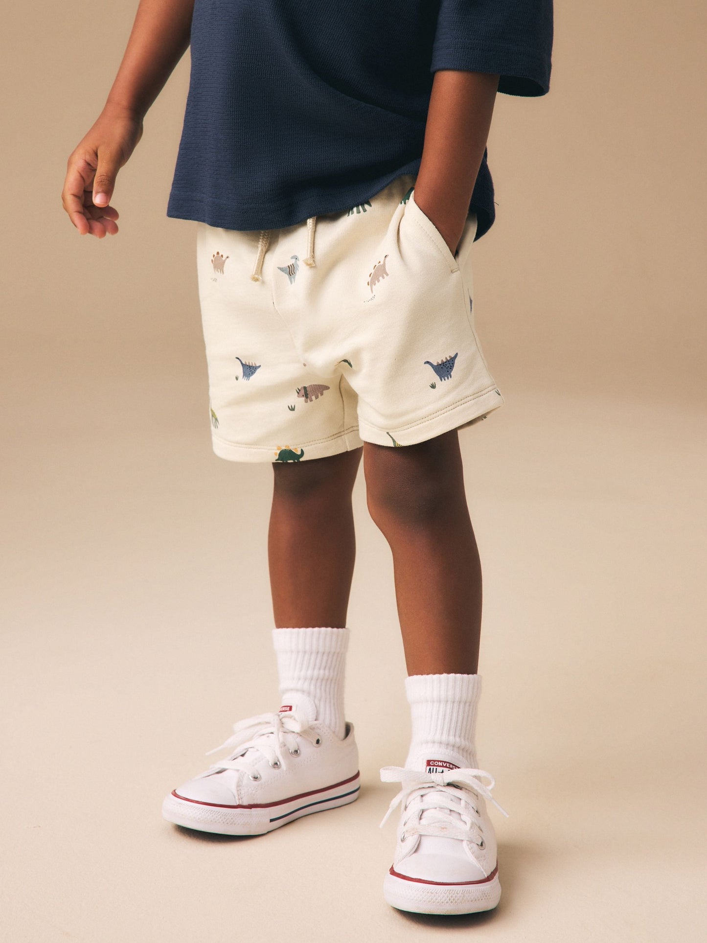 Neutral Dino Print Jersey Shorts (3mths-7yrs) image 4