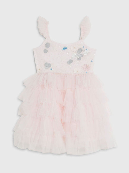 River Island Pink Flower Sequin Tulle Dress image 1