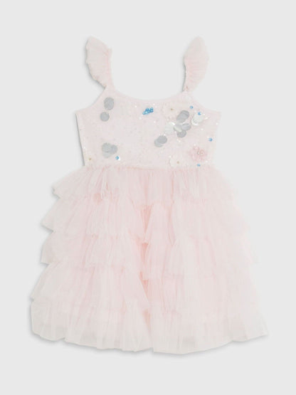River Island Pink Flower Sequin Tulle Dress image 1