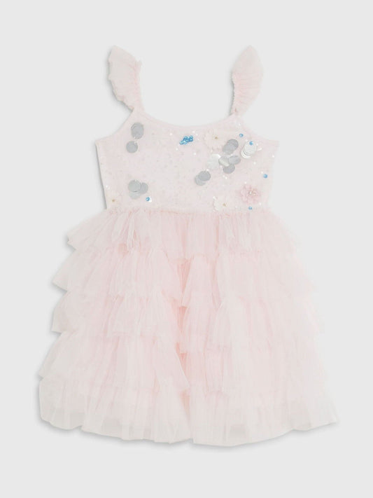River Island Pink Flower Sequin Tulle Dress image 1