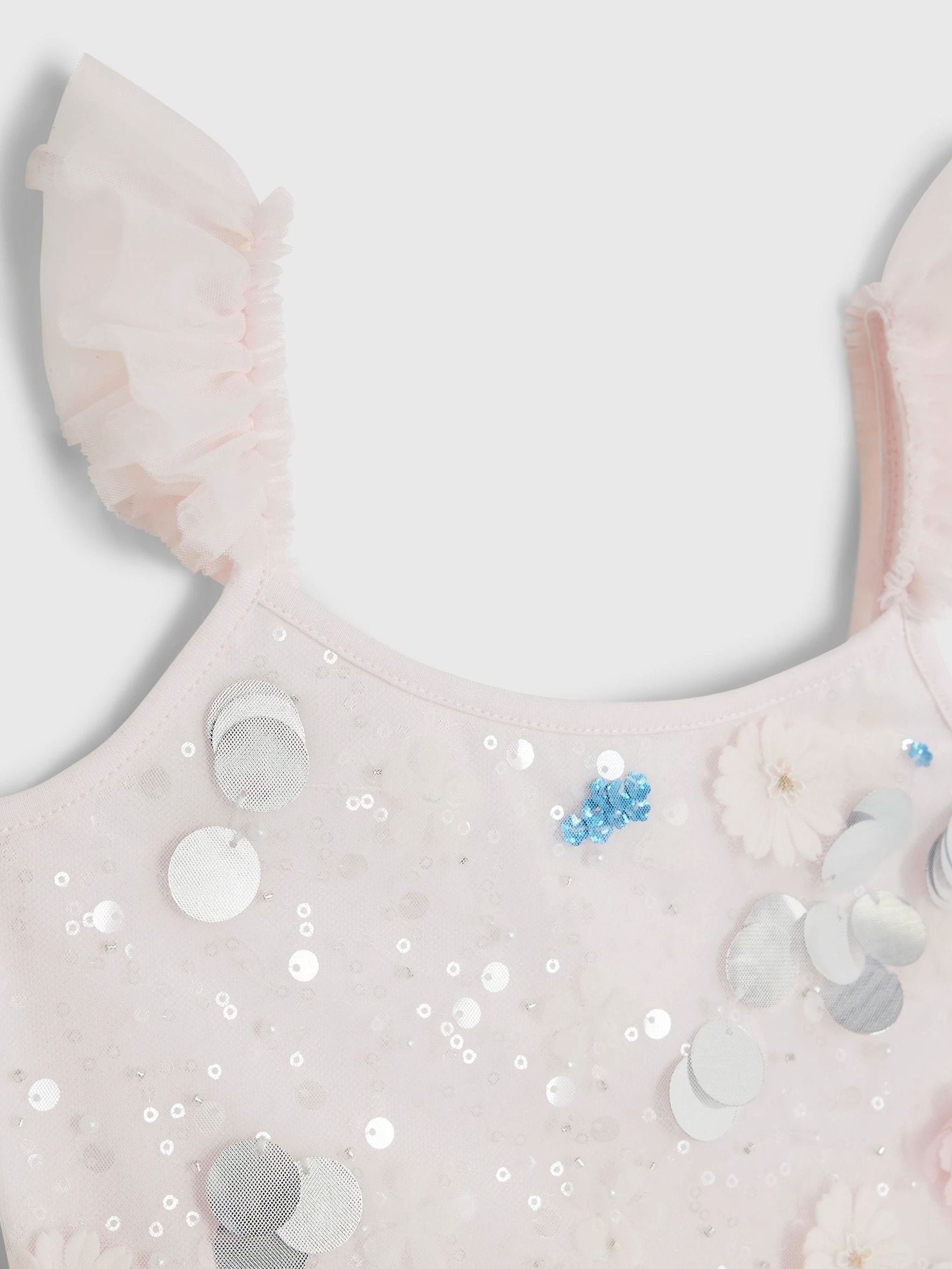 River Island Pink Flower Sequin Tulle Dress image 4