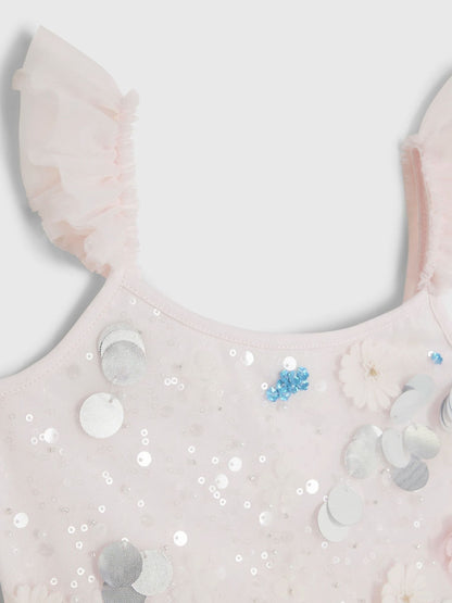River Island Pink Flower Sequin Tulle Dress image 4