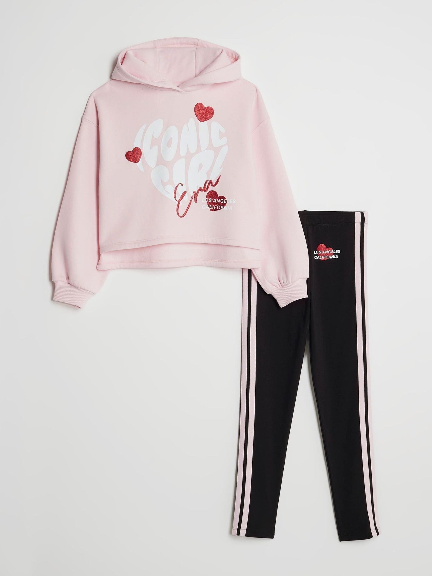 River Island Pink Iconic Girl Hoodie & Leggings Set