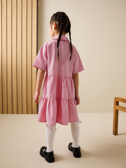 Red Cotton Rich Utility Bow Gingham School Dress (3-14yrs) image 3