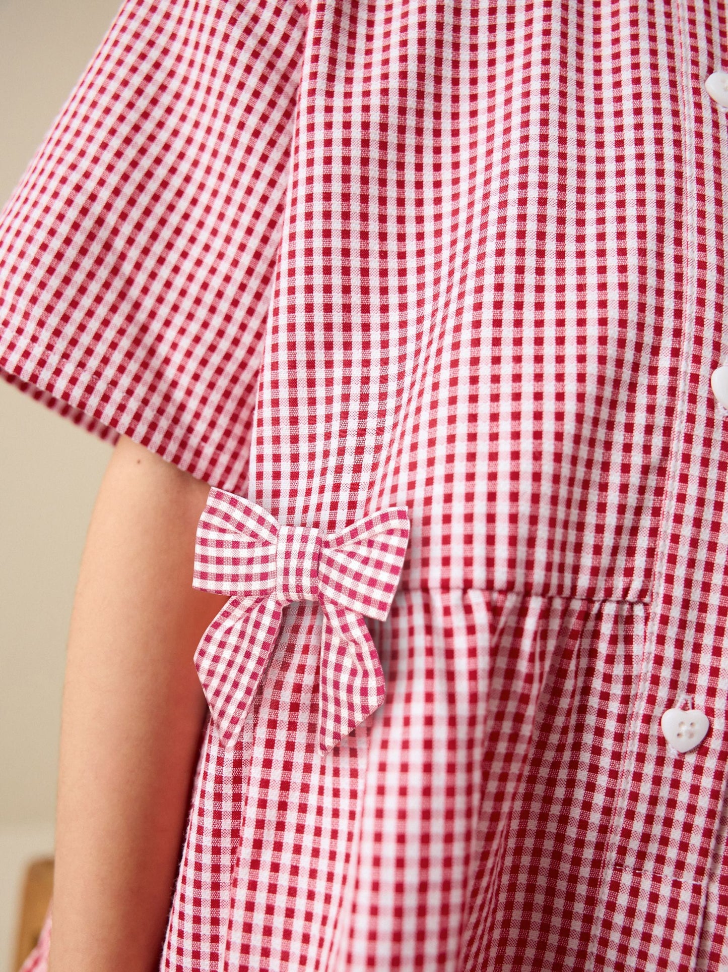 Red Cotton Rich Utility Bow Gingham School Dress (3-14yrs) image 4