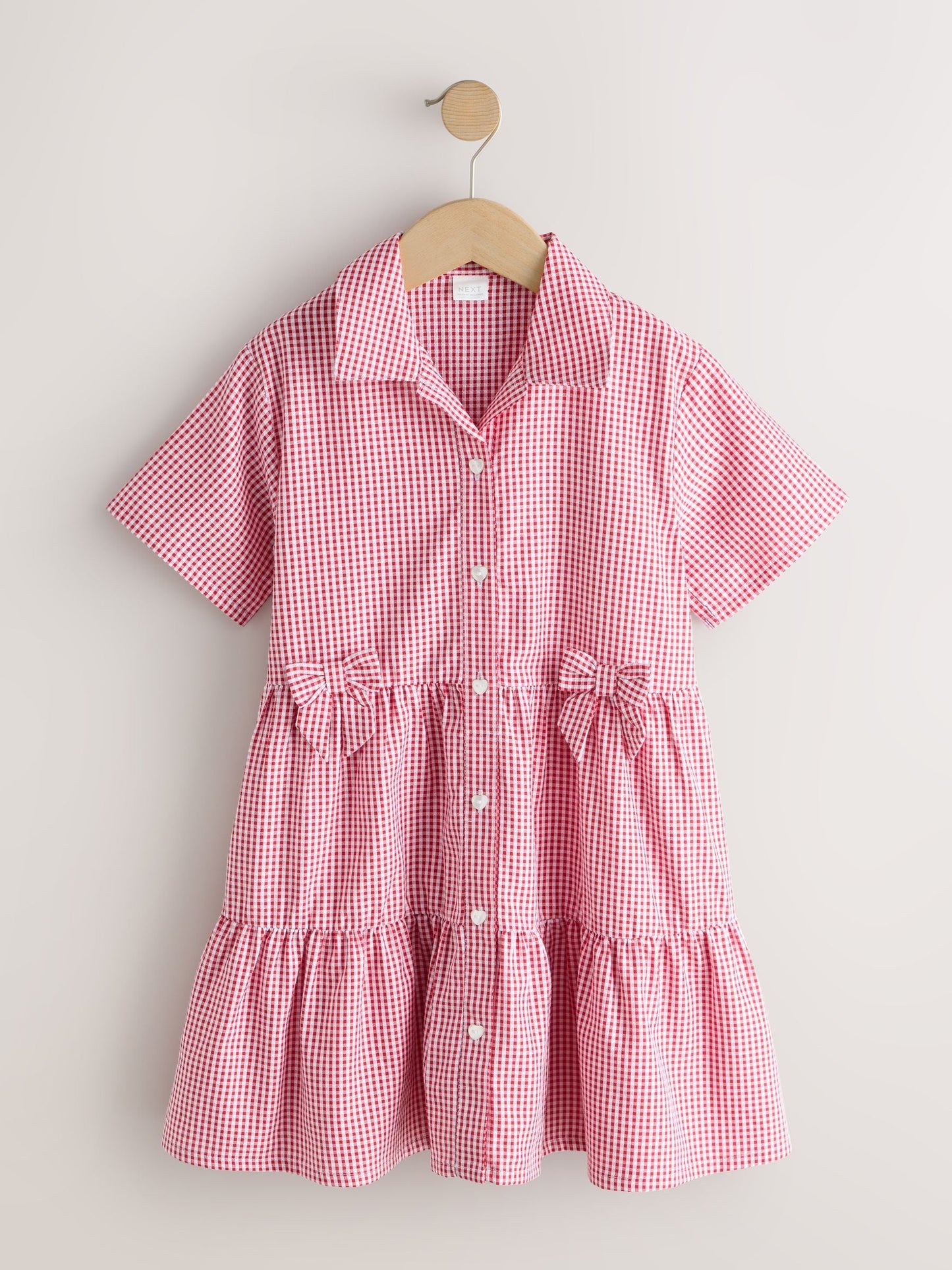 Red Cotton Rich Utility Bow Gingham School Dress (3-14yrs) image 5