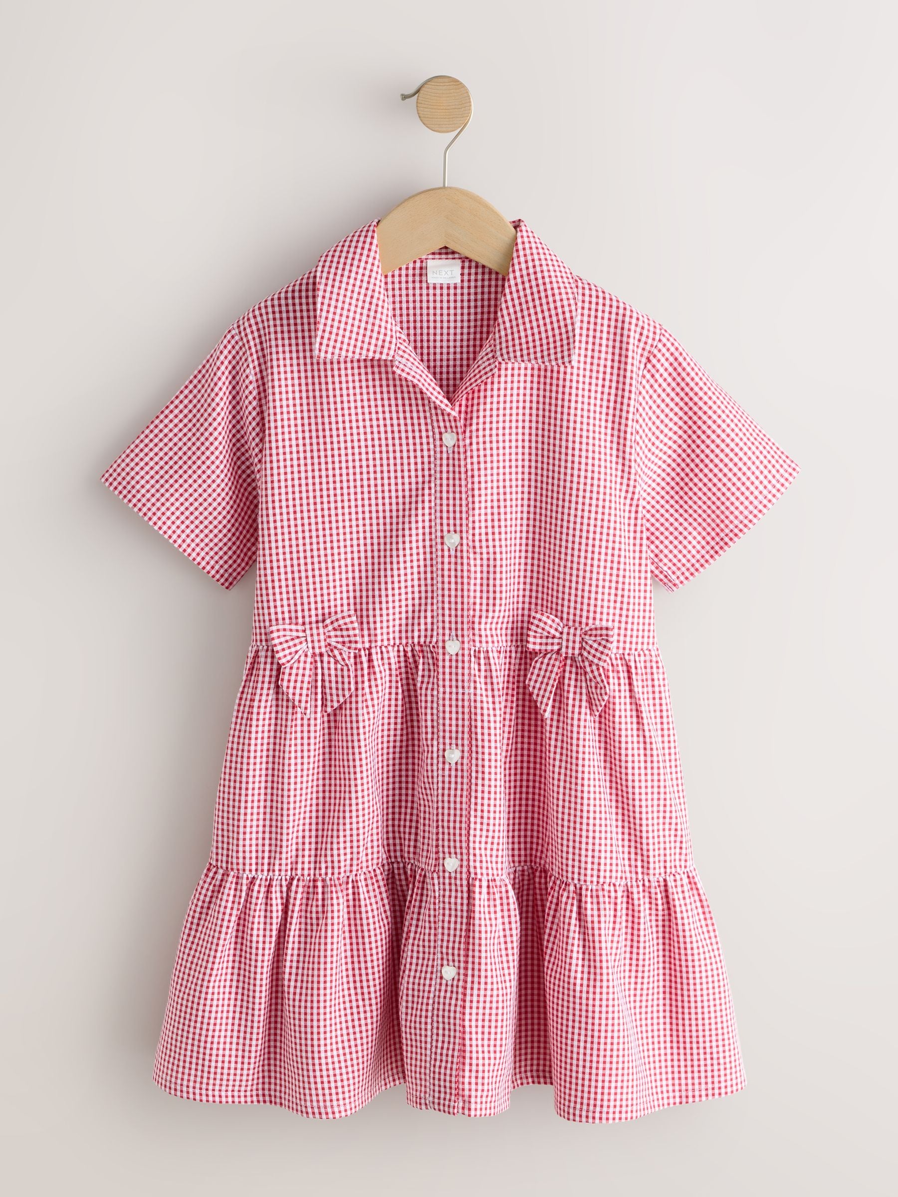 Red Cotton Rich Utility Bow Gingham School Dress (3-14yrs) image 5