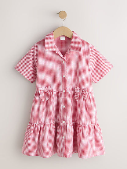 Red Cotton Rich Utility Bow Gingham School Dress (3-14yrs) image 5
