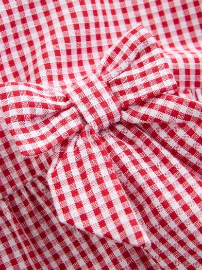 Red Cotton Rich Utility Bow Gingham School Dress (3-14yrs) image 8