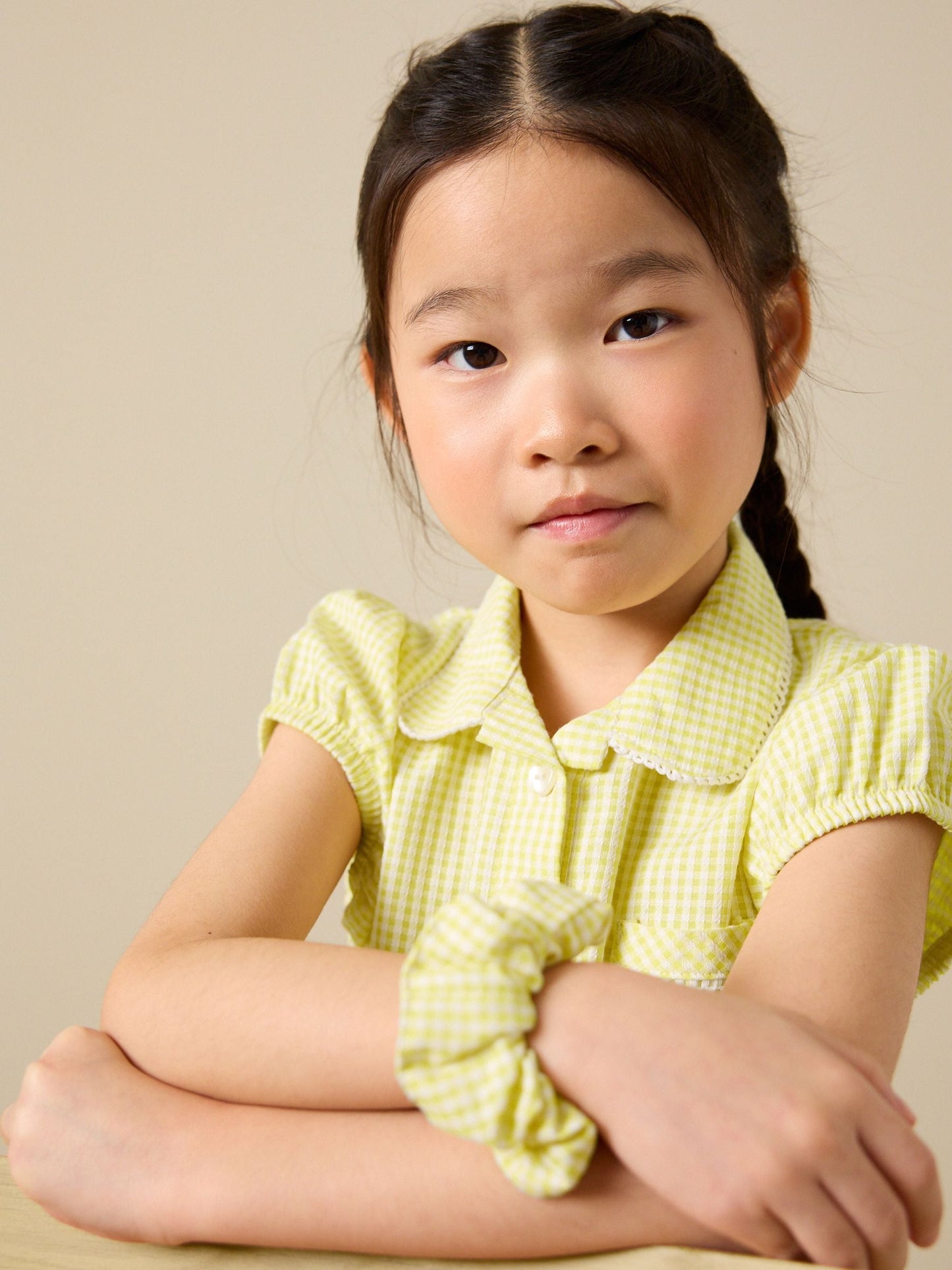 Yellow Cotton Rich Belted School Dress with Scrunchie (3-14yrs) image 4