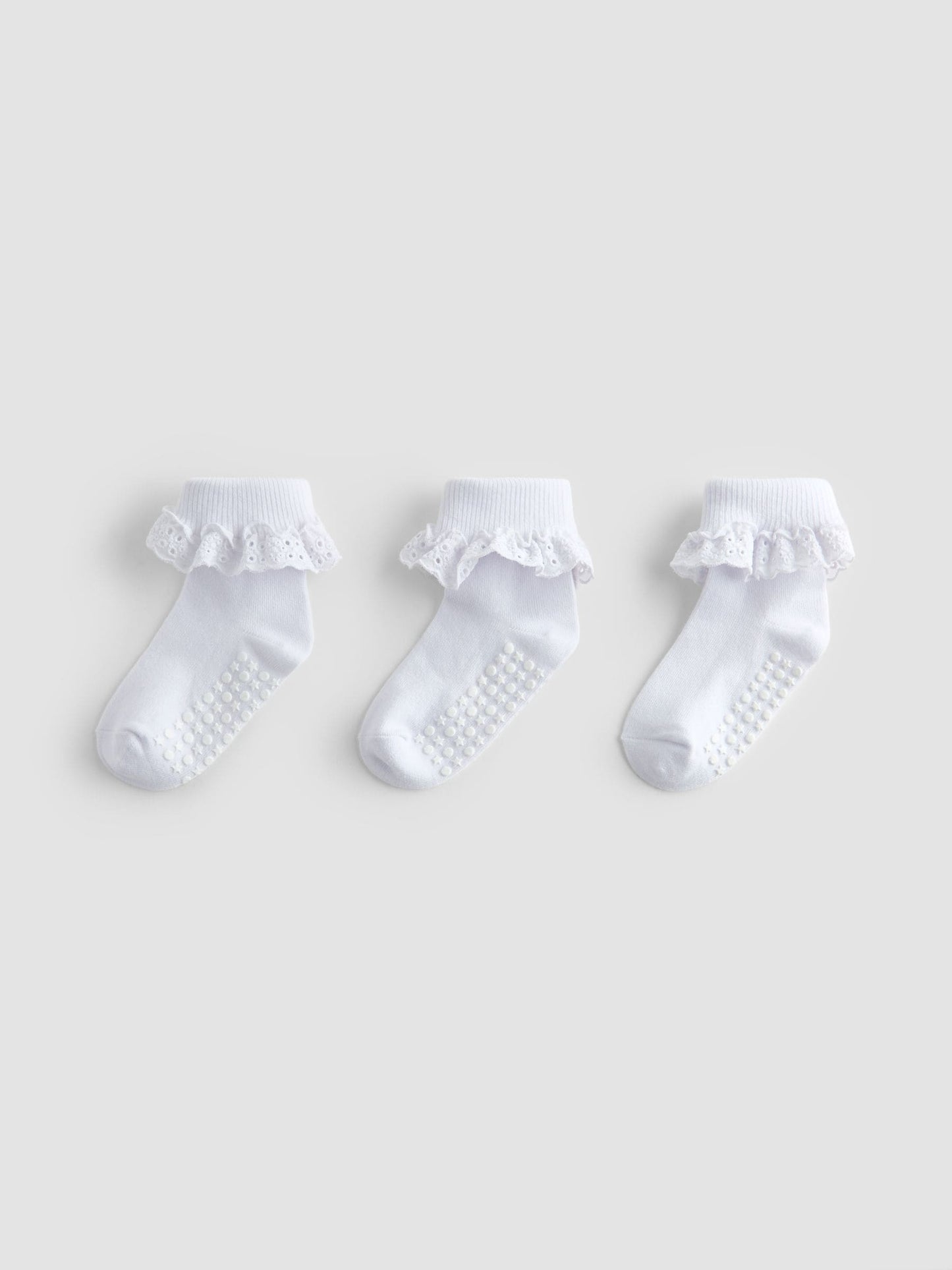 JoJo Maman Bébé White 3-Pack Frilly Socks image 1