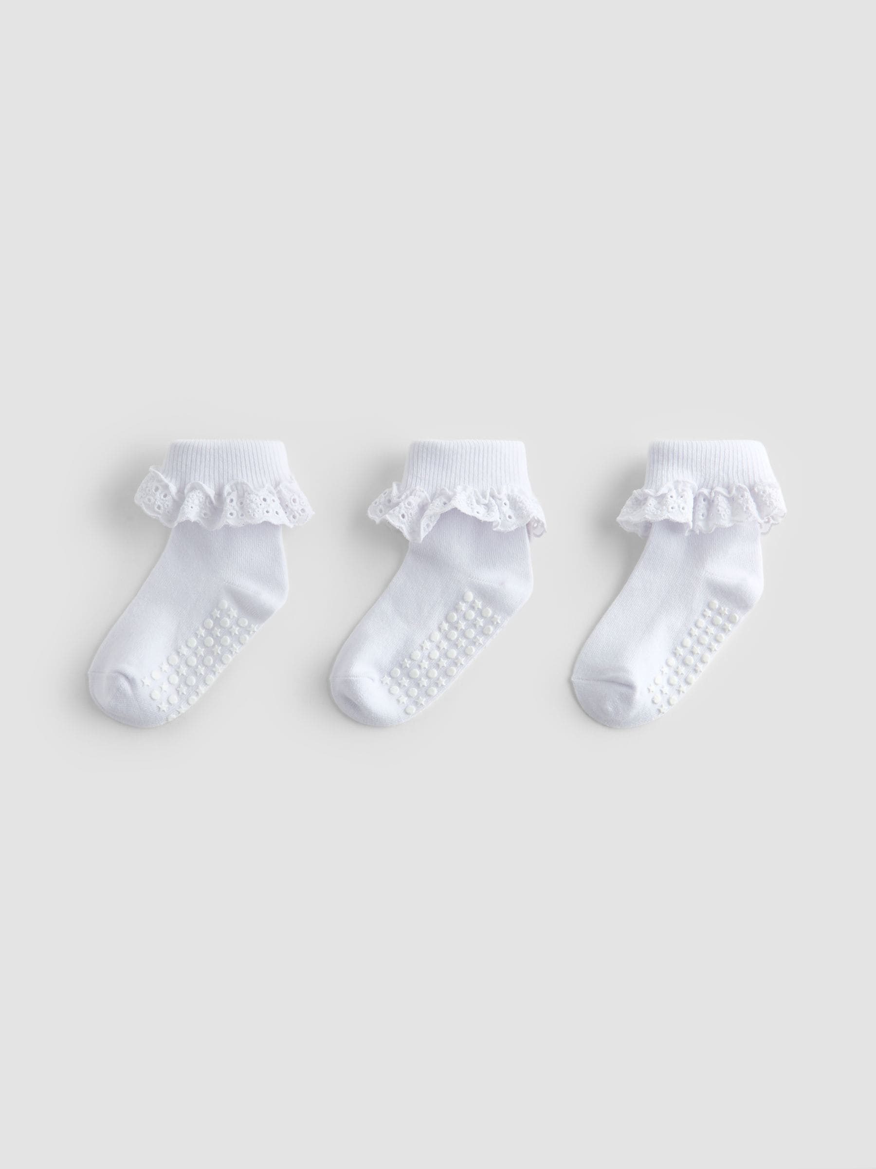 JoJo Maman Bébé White 3-Pack Frilly Socks image 1
