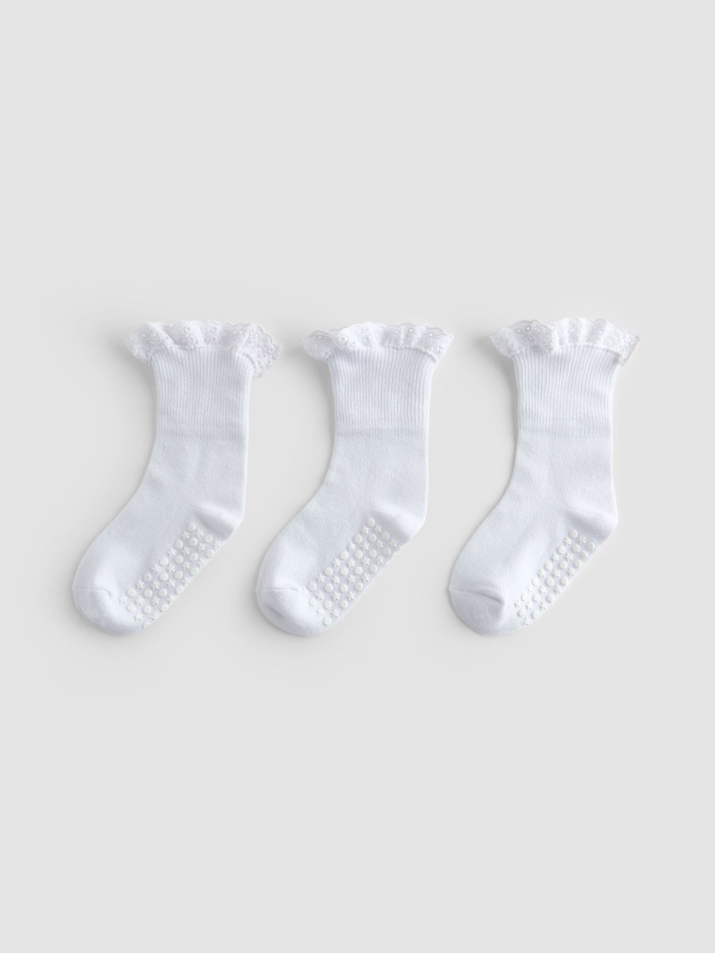 JoJo Maman Bébé White 3-Pack Frilly Socks image 2