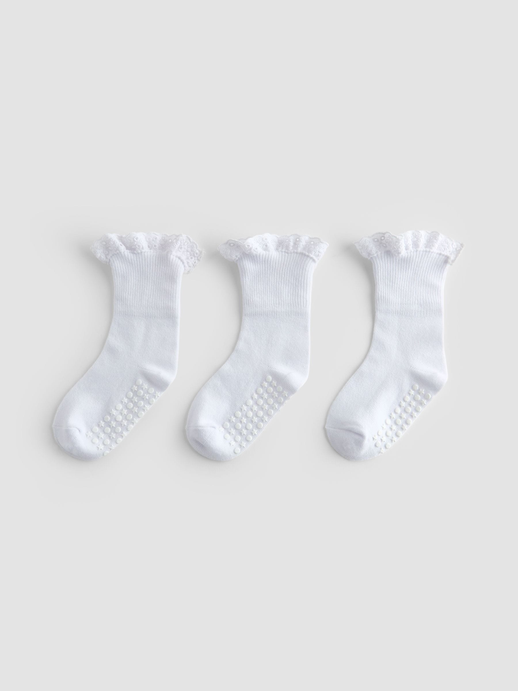 JoJo Maman Bébé White 3-Pack Frilly Socks image 2