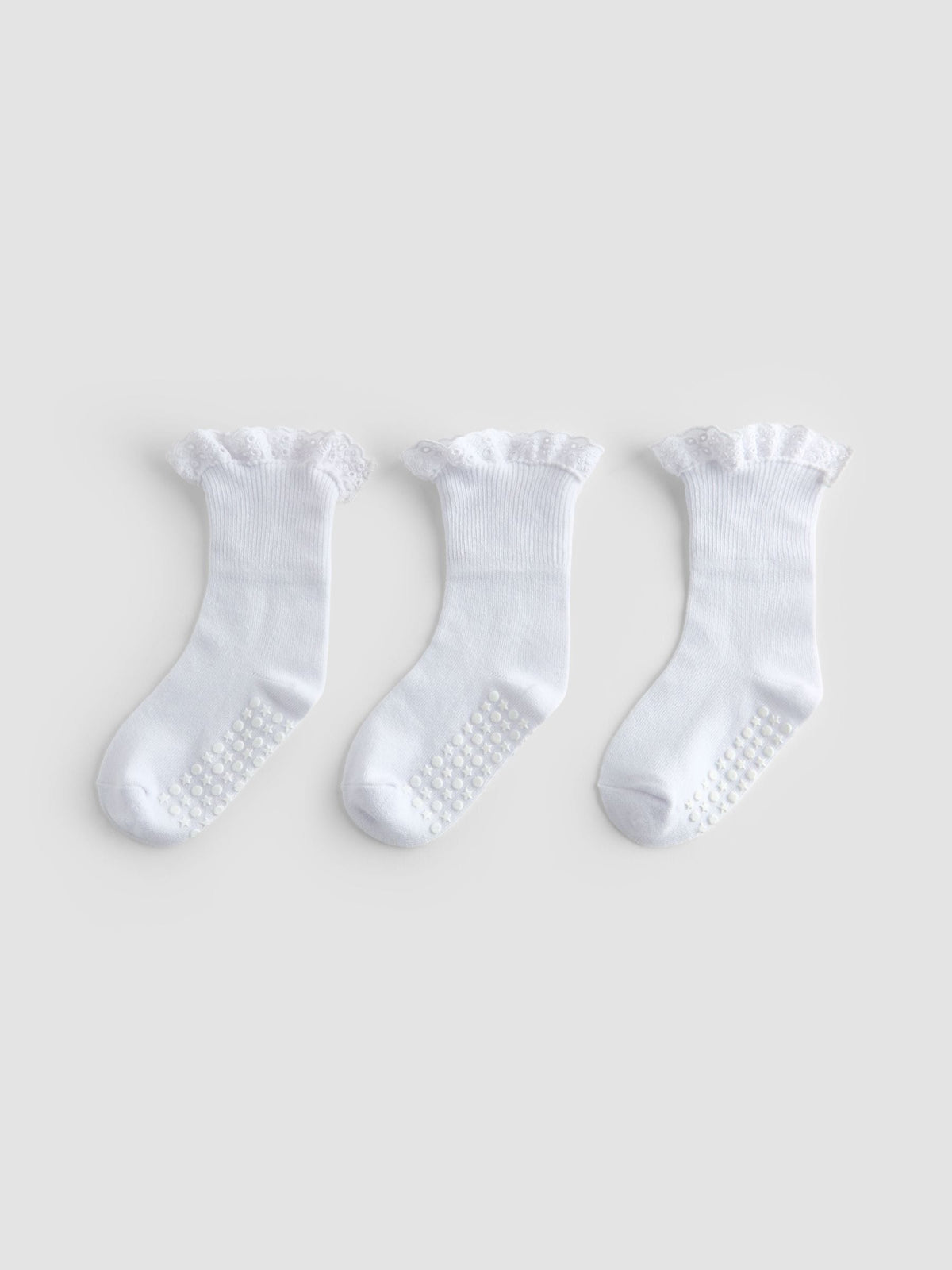 JoJo Maman Bébé White 3-Pack Frilly Socks image 2
