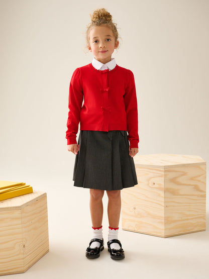 Dsiney Kidz - Red Cotton Rich Bow Front School Cardigan (3-16yrs) image 1