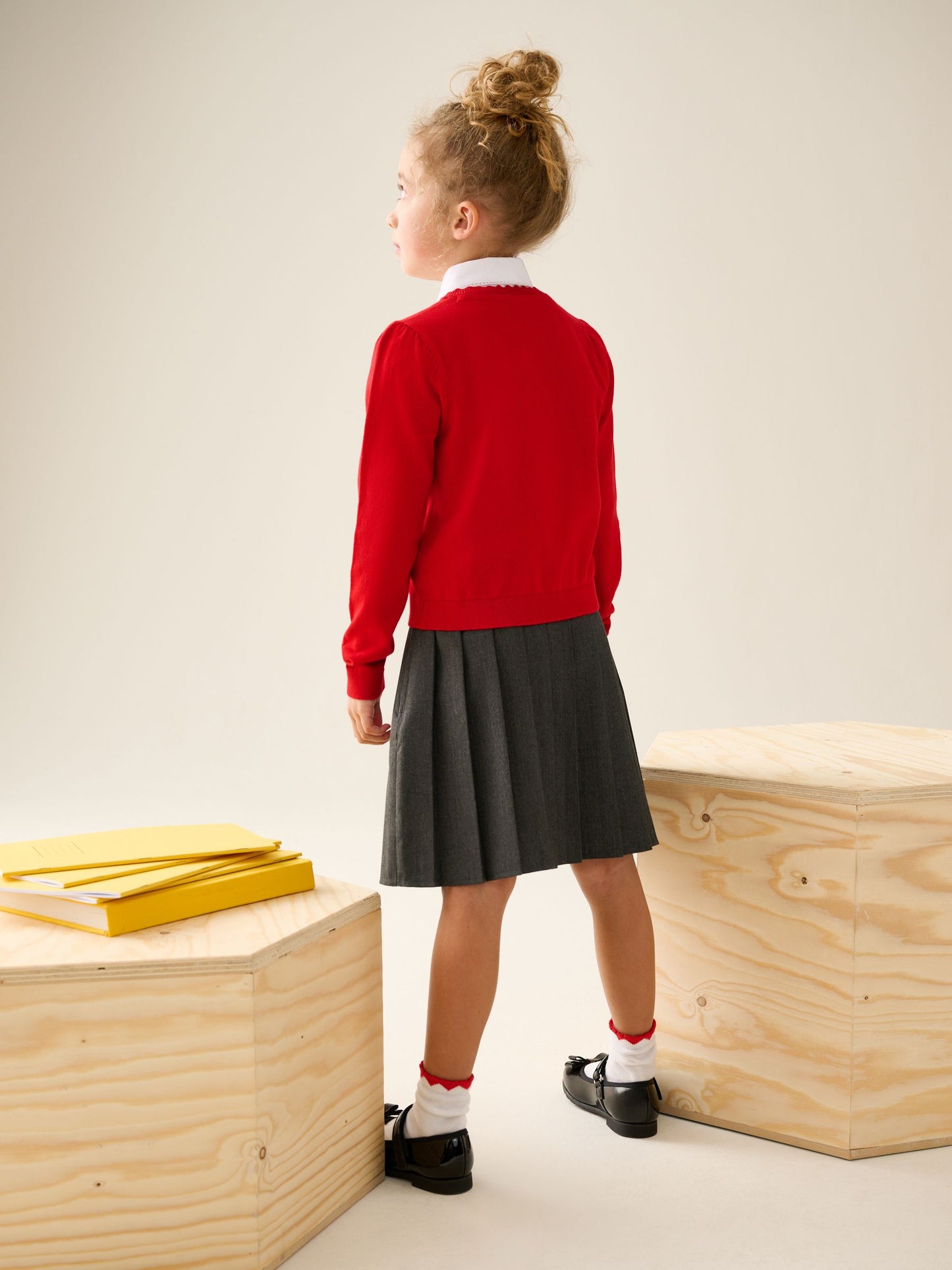 Dsiney Kidz - Red Cotton Rich Bow Front School Cardigan (3-16yrs) image 3
