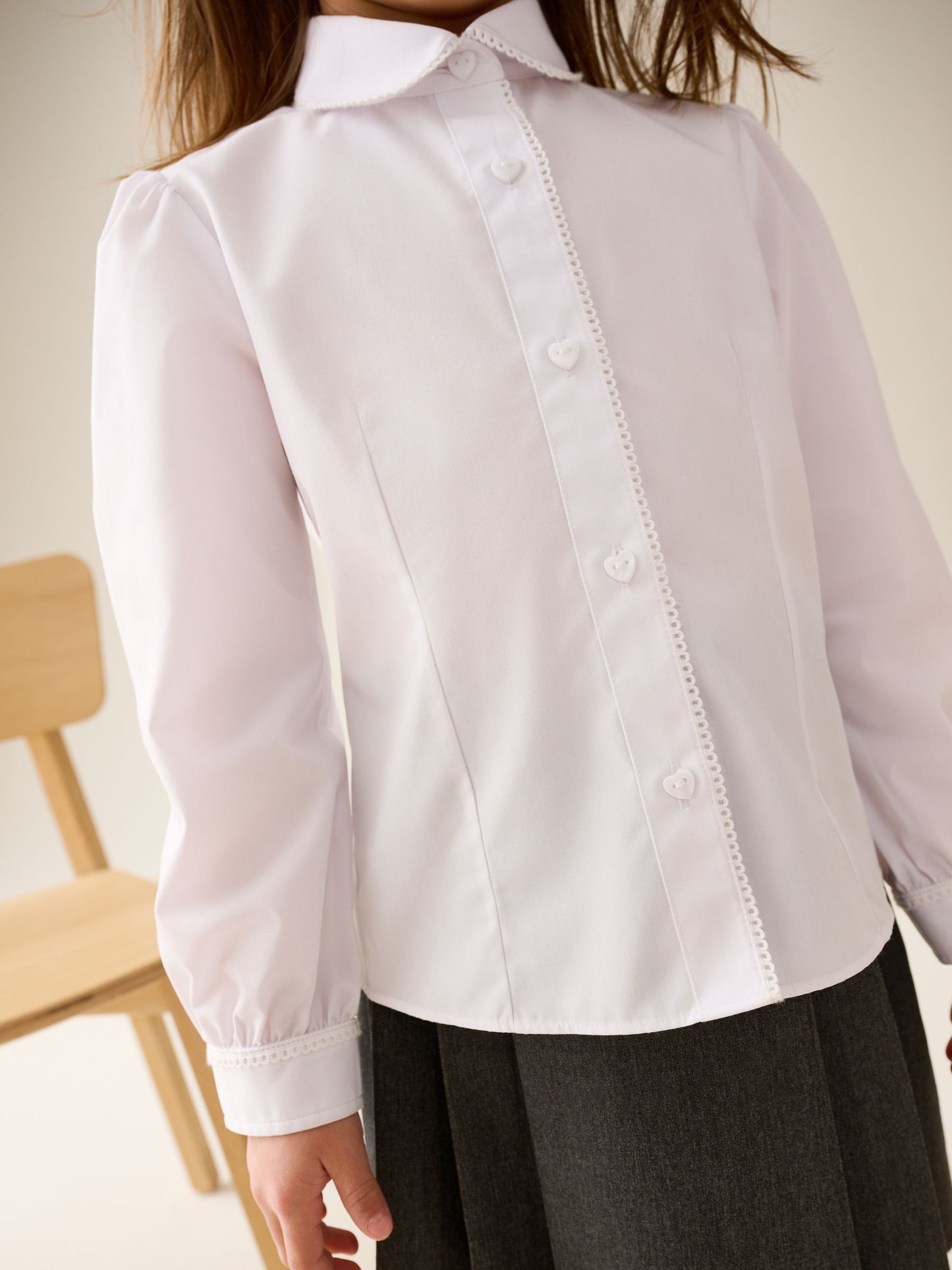 Dsiney Kidz - White 2 Pack Long Sleeve Lace Edge Collar School Shirts (3-14yrs) image 3