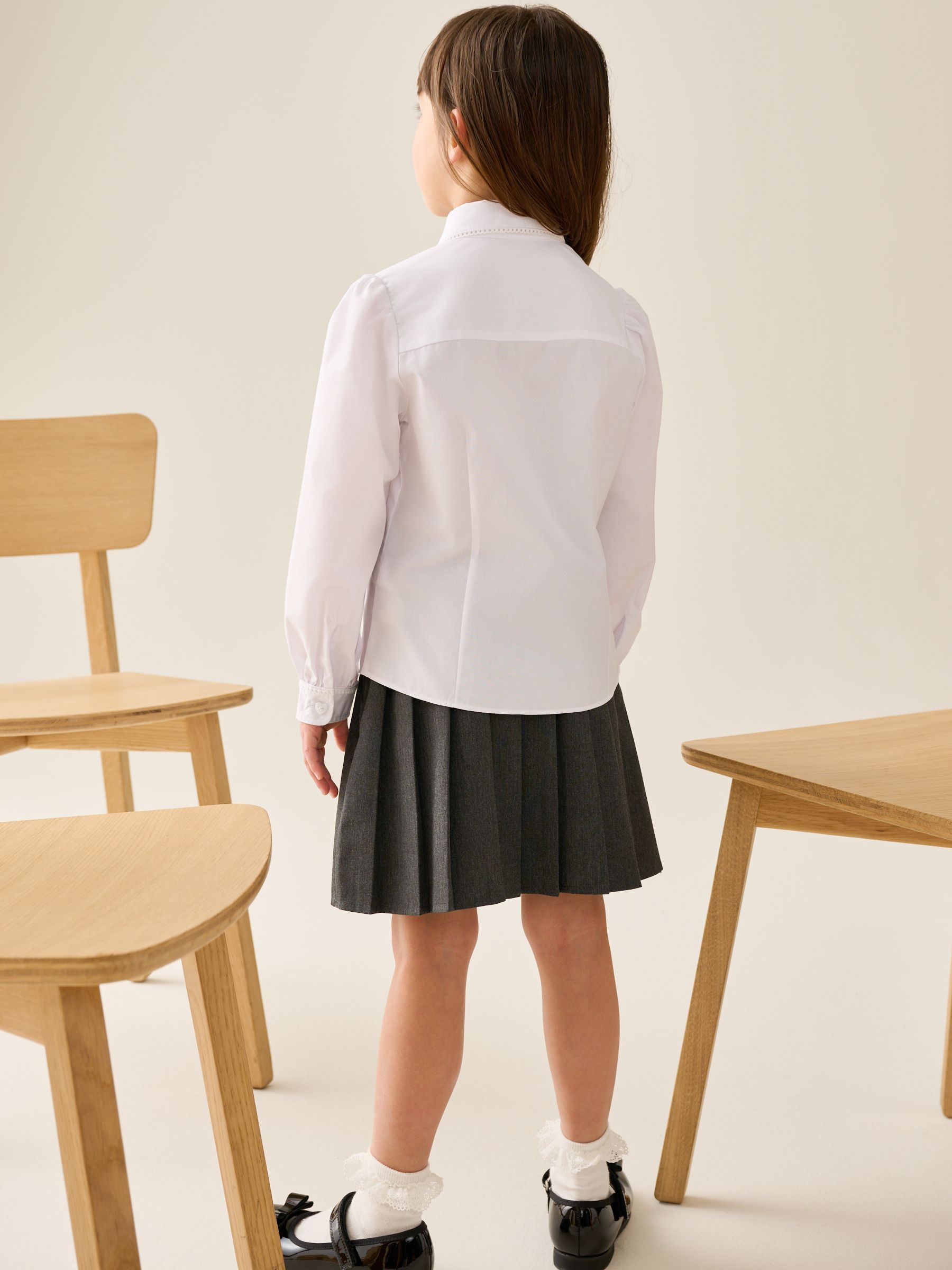 Dsiney Kidz - White 2 Pack Long Sleeve Lace Edge Collar School Shirts (3-14yrs) image 4