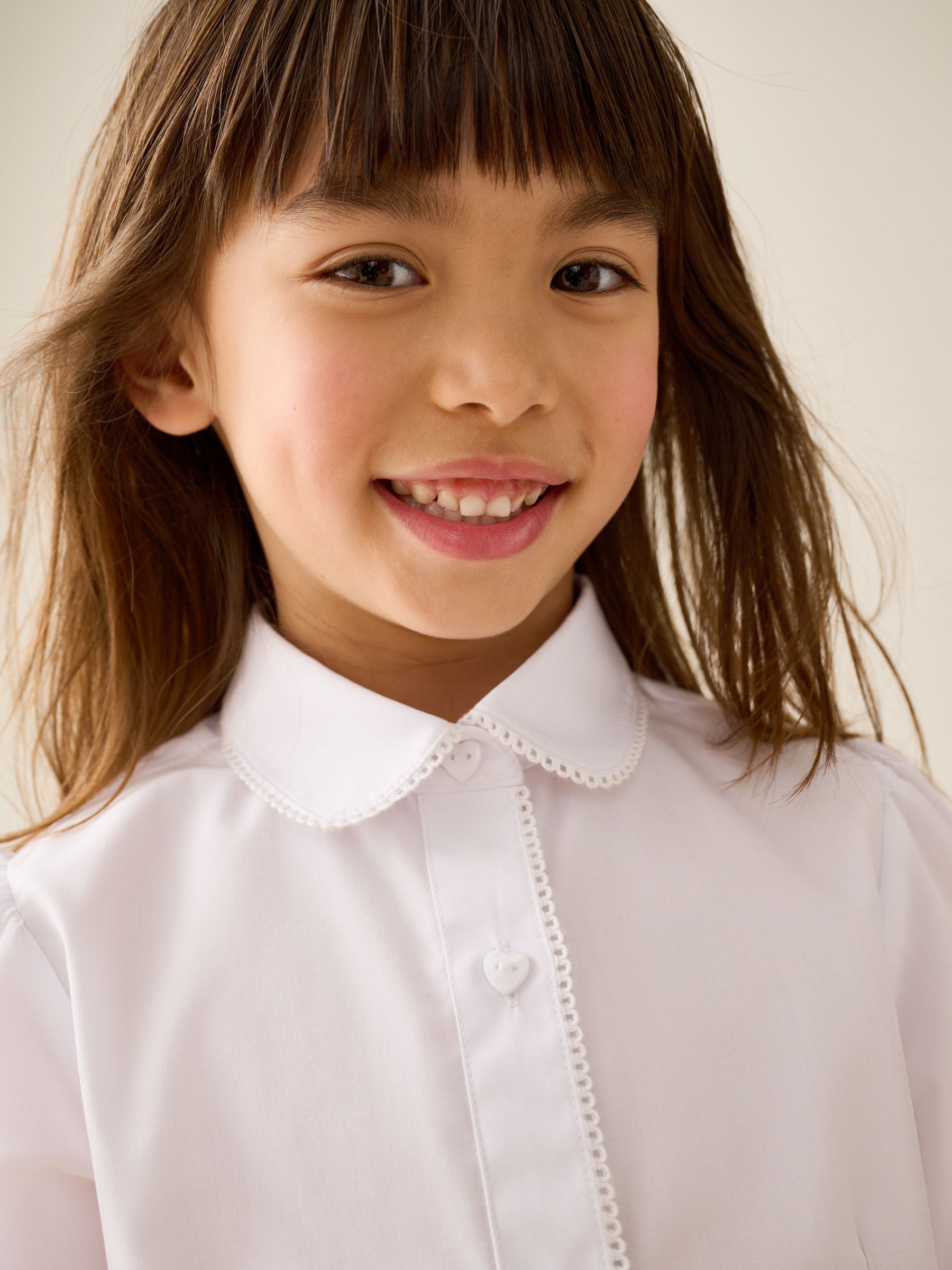 Dsiney Kidz - White 2 Pack Long Sleeve Lace Edge Collar School Shirts (3-14yrs) image 5