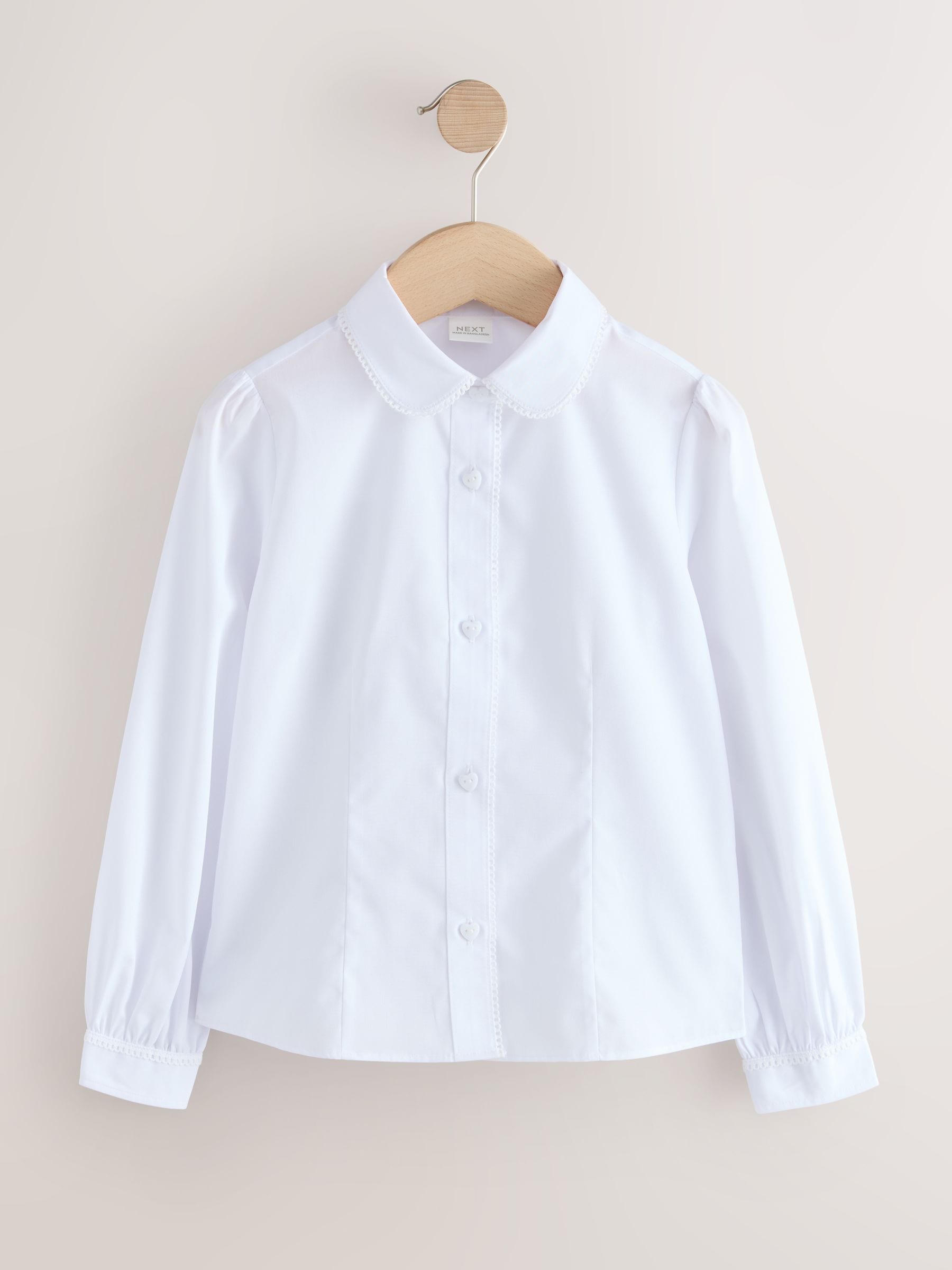 Dsiney Kidz - White 2 Pack Long Sleeve Lace Edge Collar School Shirts (3-14yrs) image 6