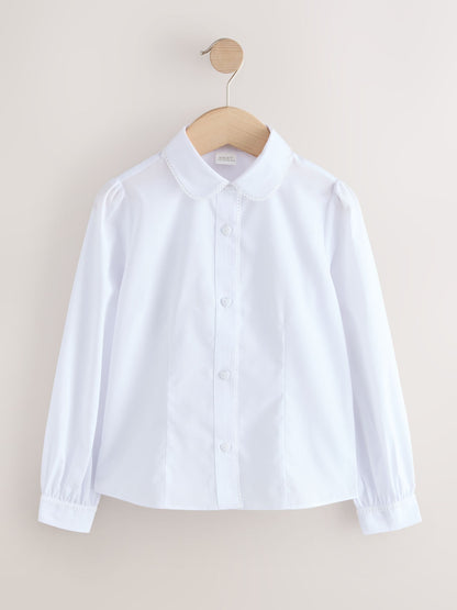 Dsiney Kidz - White 2 Pack Long Sleeve Lace Edge Collar School Shirts (3-14yrs) image 6